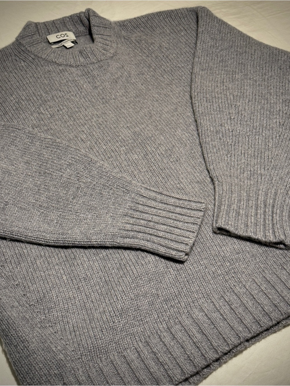 Cos Chunky Cashmere Crew Neck Sweater M Grey - Picture 3 of 3